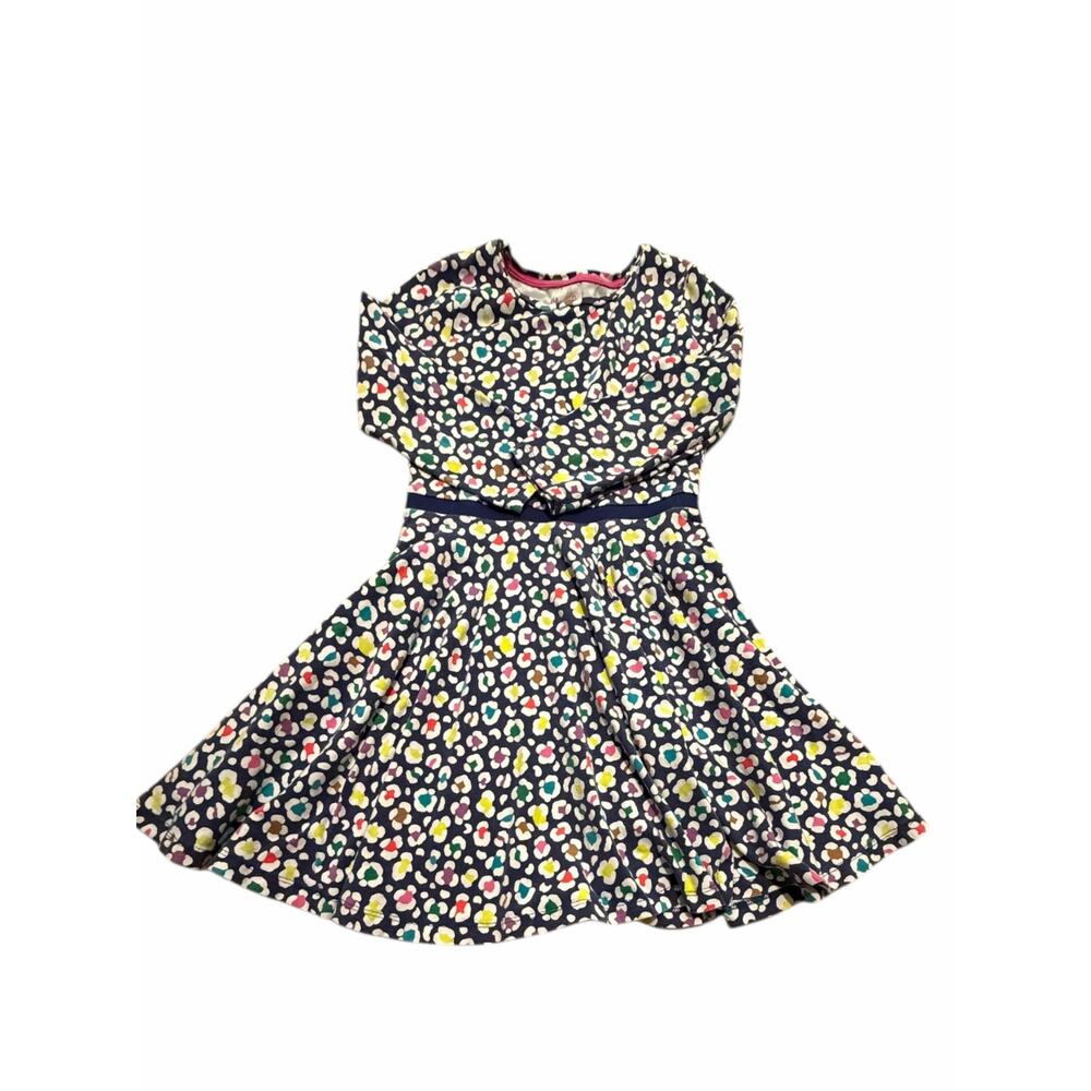 Mini Boden Girls Navy Abstract Spot Print Long Sleeve Dress Size 9–10Y (140cm)